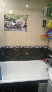 Укладка плитки на стены и пол в ванной, ремонт 'под ключ'. Сделано ООО 'Русстрой' г. Калуга