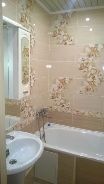 Укладка плитки на стены и пол в ванной, ремонт 'под ключ'. Сделано ООО 'Русстрой' г. Калуга